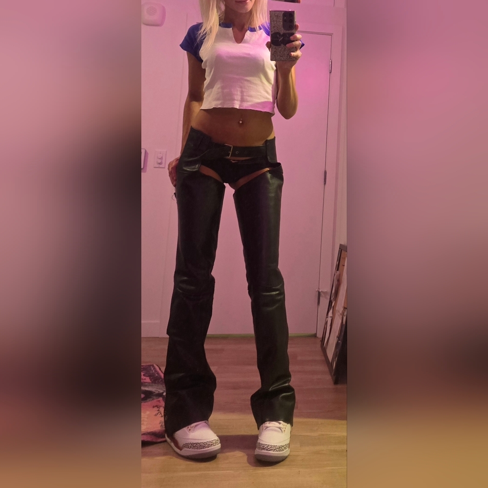 Black Assless Leather Chaps